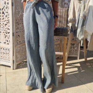 Brand New Spencer + Shaw Blue Heather Linen Pull-On Pants